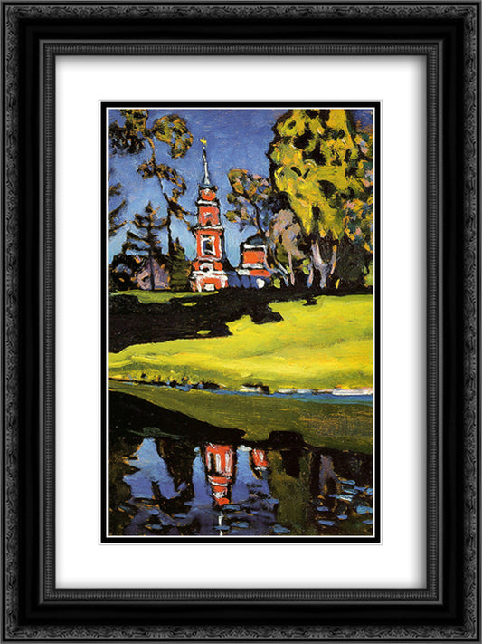 Okhtyrka. Red Church. 18x24 Black Ornate Wood Framed Art Print Poster with Double Matting by Kandinsky, Wassily