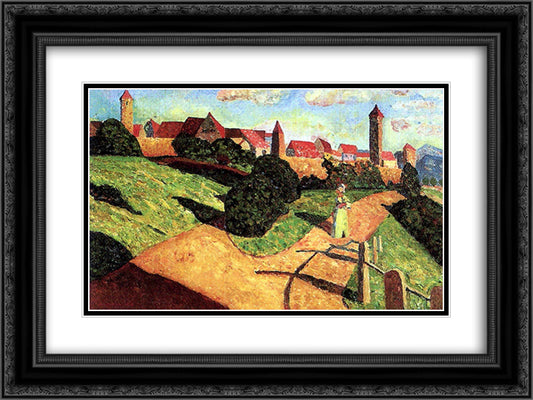 Old town II 24x18 Black Ornate Wood Framed Art Print Poster with Double Matting by Kandinsky, Wassily