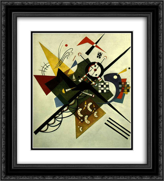 On White II 20x22 Black Ornate Wood Framed Art Print Poster with Double Matting by Kandinsky, Wassily