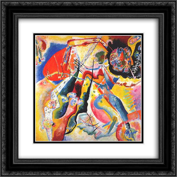 Painting with red spot 20x20 Black Ornate Wood Framed Art Print Poster with Double Matting by Kandinsky, Wassily