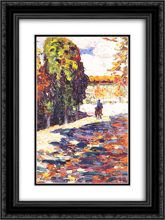 Park of St. Cloud with horseman 18x24 Black Ornate Wood Framed Art Print Poster with Double Matting by Kandinsky, Wassily