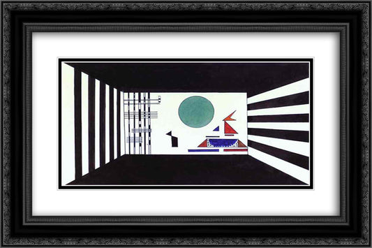 Picture II, Gnomus. (Stage set for Mussorgsky's Pictures at an Exhibition in Friedrich Theater, Dessau) 24x16 Black Ornate Wood Framed Art Print Poster with Double Matting by Kandinsky, Wassily