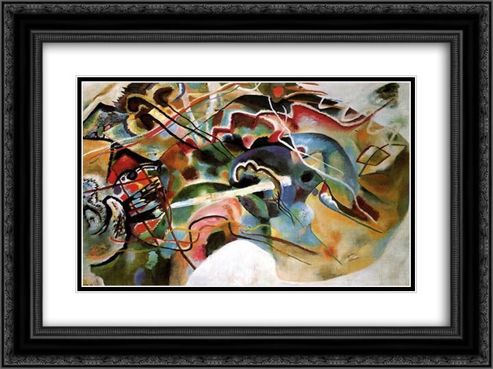 Picture With A White Border 24x18 Black Ornate Wood Framed Art Print Poster with Double Matting by Kandinsky, Wassily