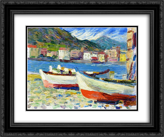 Rapallo boats 24x20 Black Ornate Wood Framed Art Print Poster with Double Matting by Kandinsky, Wassily