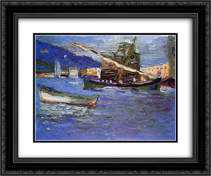 Rapallo Grauer day 24x20 Black Ornate Wood Framed Art Print Poster with Double Matting by Kandinsky, Wassily