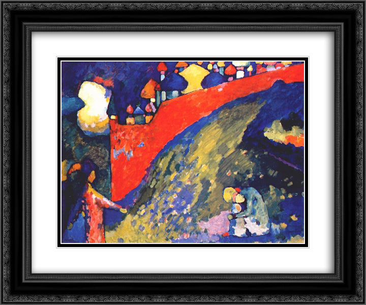 Red Wall destiny 24x20 Black Ornate Wood Framed Art Print Poster with Double Matting by Kandinsky, Wassily