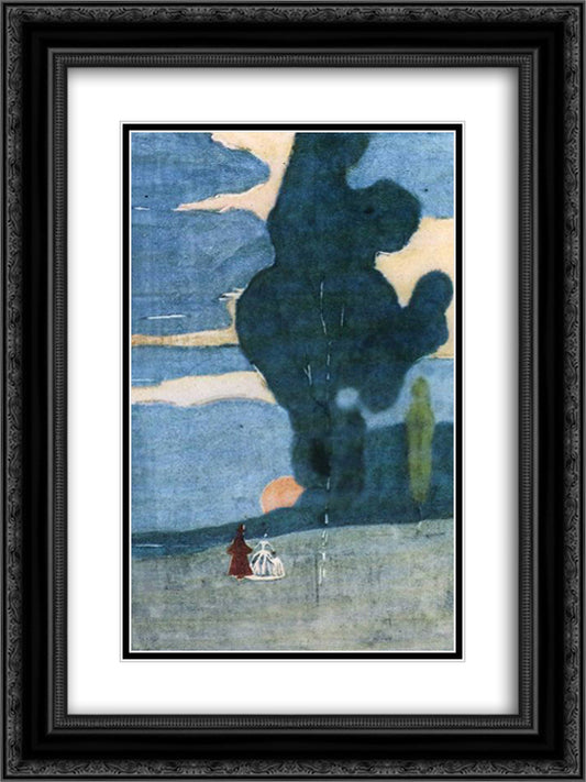 Rising of the moon 18x24 Black Ornate Wood Framed Art Print Poster with Double Matting by Kandinsky, Wassily