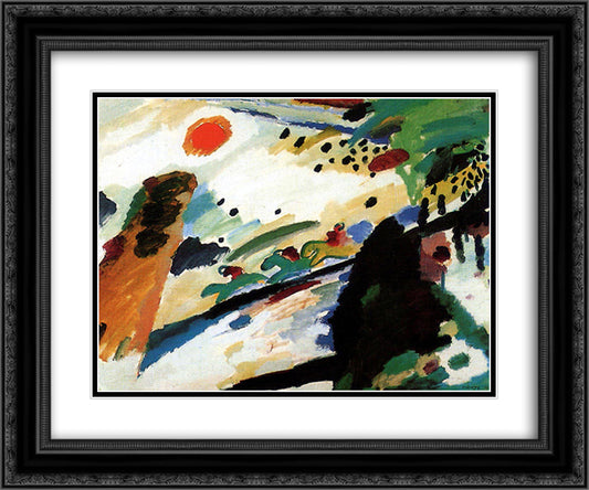 Romantic landscape 24x20 Black Ornate Wood Framed Art Print Poster with Double Matting by Kandinsky, Wassily