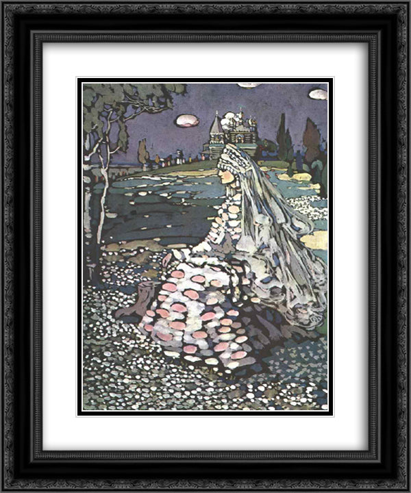 Russian beauty in a landscape 20x24 Black Ornate Wood Framed Art Print Poster with Double Matting by Kandinsky, Wassily