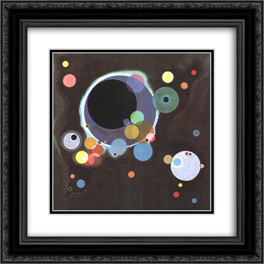 Several circles 20x20 Black Ornate Wood Framed Art Print Poster with Double Matting by Kandinsky, Wassily