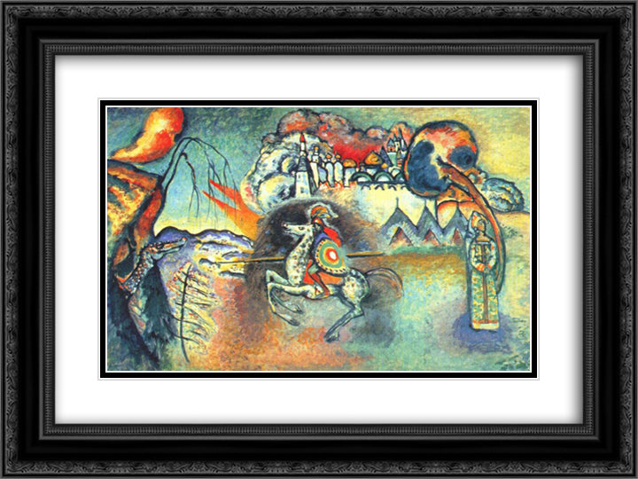 St. George and the dragon 24x18 Black Ornate Wood Framed Art Print Poster with Double Matting by Kandinsky, Wassily