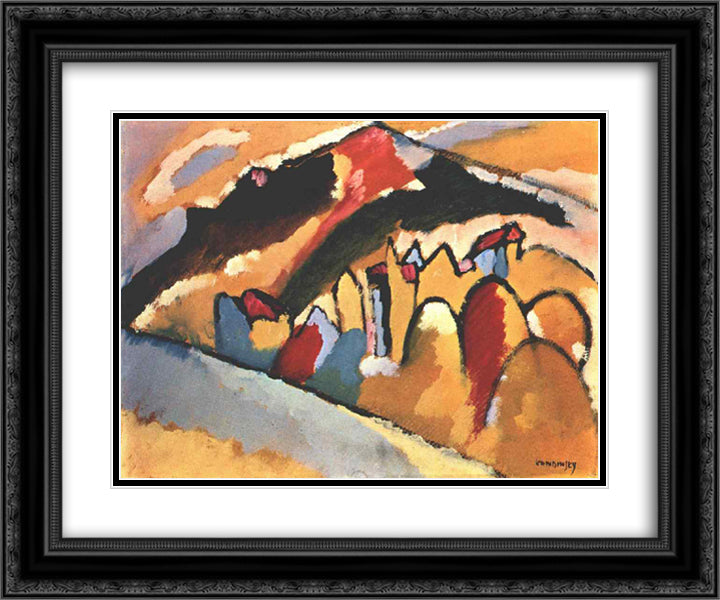 Study for autumn 24x20 Black Ornate Wood Framed Art Print Poster with Double Matting by Kandinsky, Wassily