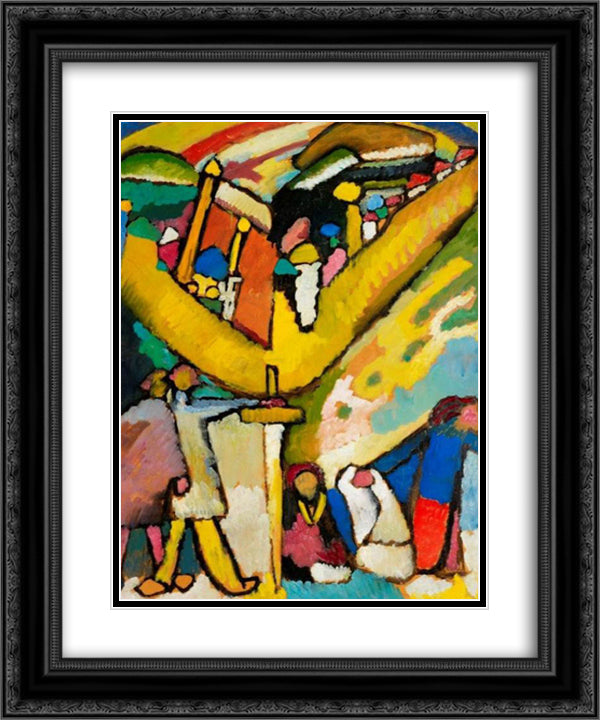 Study for Improvisation 8 20x24 Black Ornate Wood Framed Art Print Poster with Double Matting by Kandinsky, Wassily