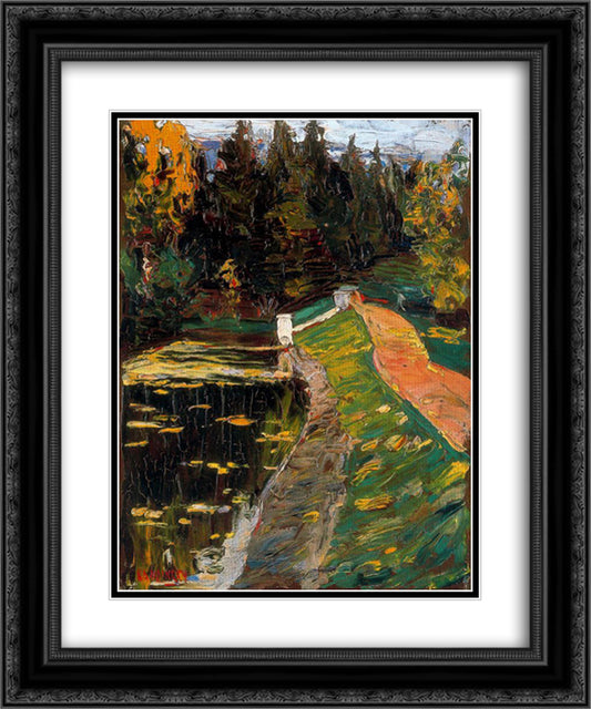 Study for sluice 20x24 Black Ornate Wood Framed Art Print Poster with Double Matting by Kandinsky, Wassily