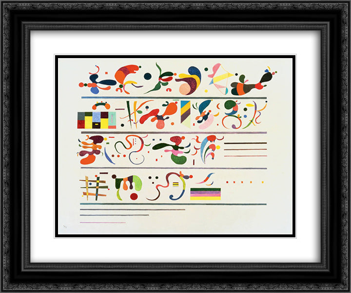 Succession 24x20 Black Ornate Wood Framed Art Print Poster with Double Matting by Kandinsky, Wassily