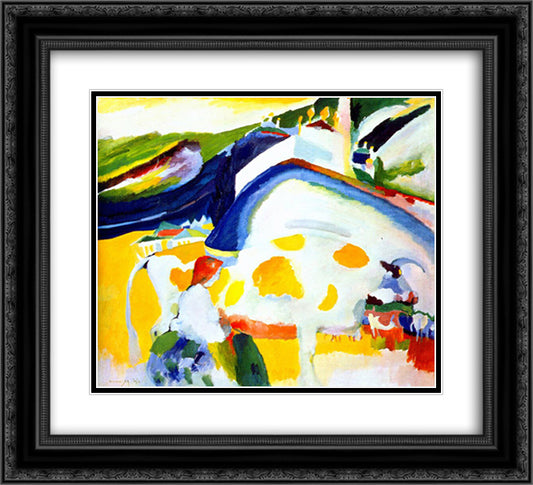 The cow 22x20 Black Ornate Wood Framed Art Print Poster with Double Matting by Kandinsky, Wassily