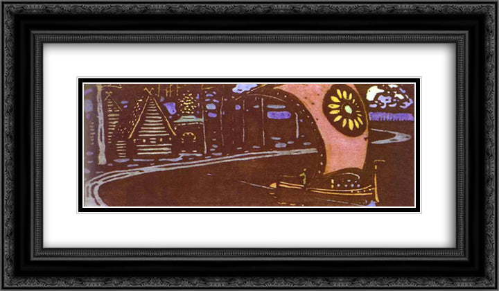 The golden sail 24x14 Black Ornate Wood Framed Art Print Poster with Double Matting by Kandinsky, Wassily