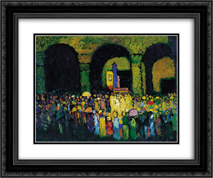 The Ludwigskirche in Munich 24x20 Black Ornate Wood Framed Art Print Poster with Double Matting by Kandinsky, Wassily