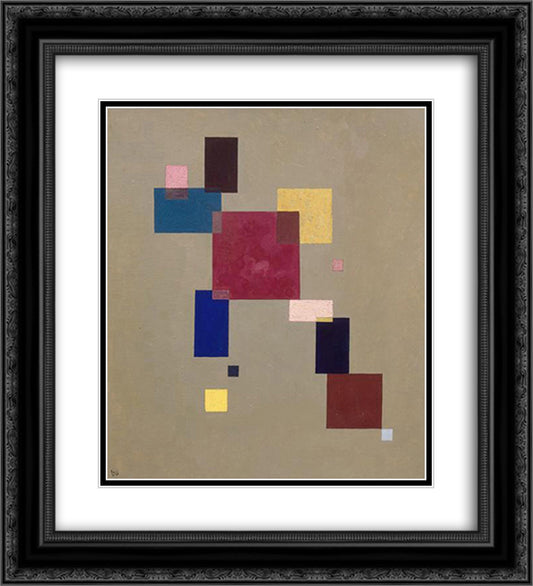 Thirteen rectangles 20x22 Black Ornate Wood Framed Art Print Poster with Double Matting by Kandinsky, Wassily