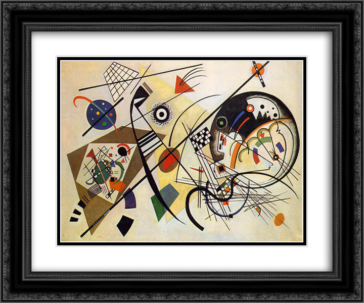 Transverse Line 24x20 Black Ornate Wood Framed Art Print Poster with Double Matting by Kandinsky, Wassily