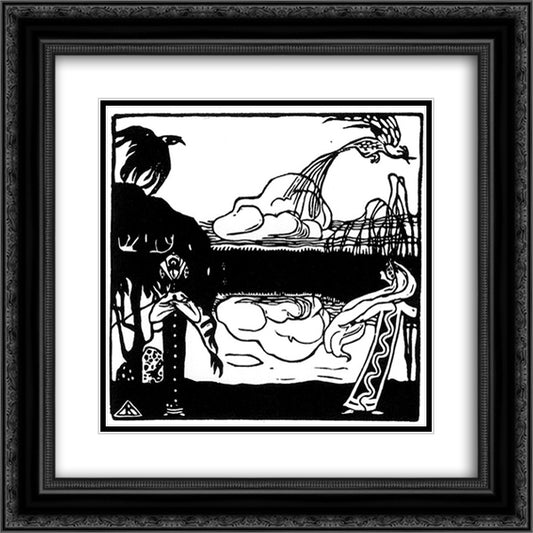 Two birds 20x20 Black Ornate Wood Framed Art Print Poster with Double Matting by Kandinsky, Wassily