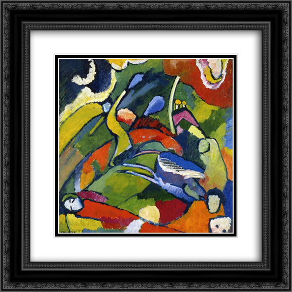 Two riders and reclining figure 20x20 Black Ornate Wood Framed Art Print Poster with Double Matting by Kandinsky, Wassily