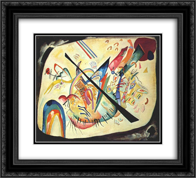 White oval 22x20 Black Ornate Wood Framed Art Print Poster with Double Matting by Kandinsky, Wassily