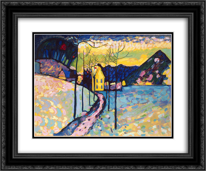 Winter Landscape 24x20 Black Ornate Wood Framed Art Print Poster with Double Matting by Kandinsky, Wassily