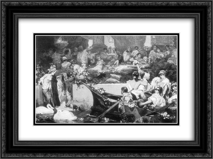 A Roman Bacchanal 24x18 Black Ornate Wood Framed Art Print Poster with Double Matting by Kotarbinski, Wilhelm