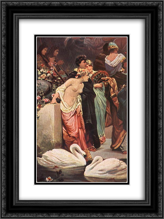 A Roman Bacchanal (detail) 18x24 Black Ornate Wood Framed Art Print Poster with Double Matting by Kotarbinski, Wilhelm