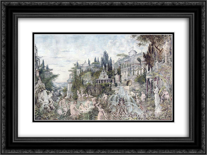 An Enchanted Garden 24x18 Black Ornate Wood Framed Art Print Poster with Double Matting by Kotarbinski, Wilhelm