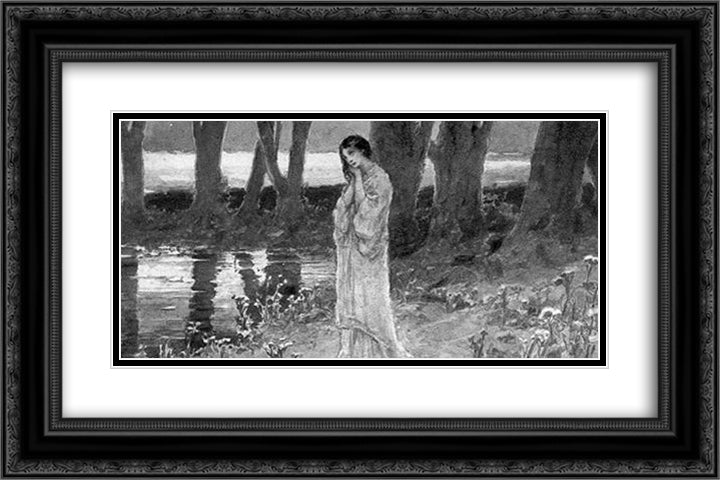 Autumn Thoughts 24x16 Black Ornate Wood Framed Art Print Poster with Double Matting by Kotarbinski, Wilhelm