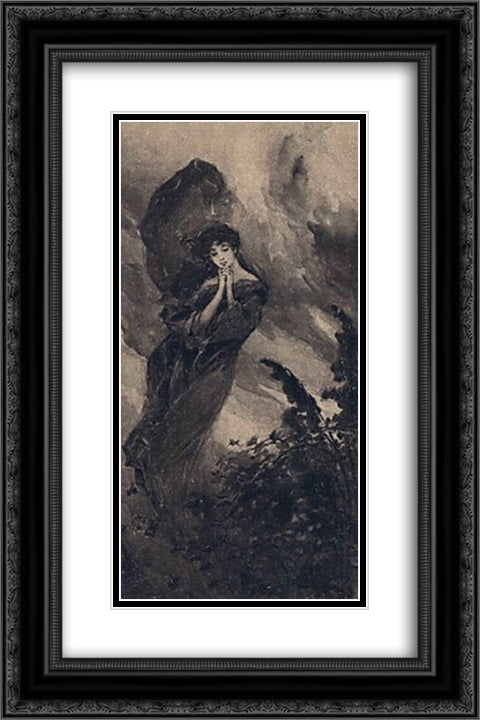 Autumn Wind 16x24 Black Ornate Wood Framed Art Print Poster with Double Matting by Kotarbinski, Wilhelm