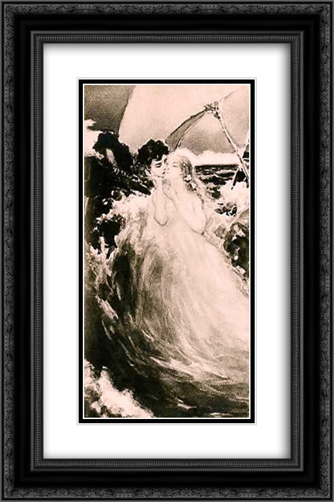 Caress the Waves 16x24 Black Ornate Wood Framed Art Print Poster with Double Matting by Kotarbinski, Wilhelm