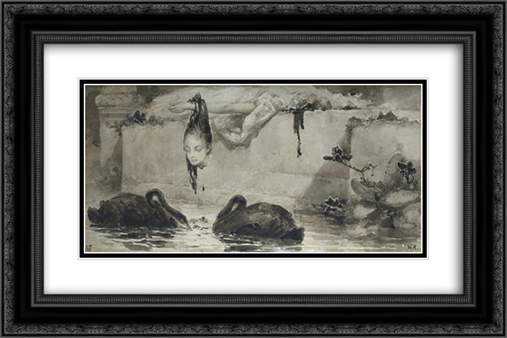 Daughter of Cairo 24x16 Black Ornate Wood Framed Art Print Poster with Double Matting by Kotarbinski, Wilhelm