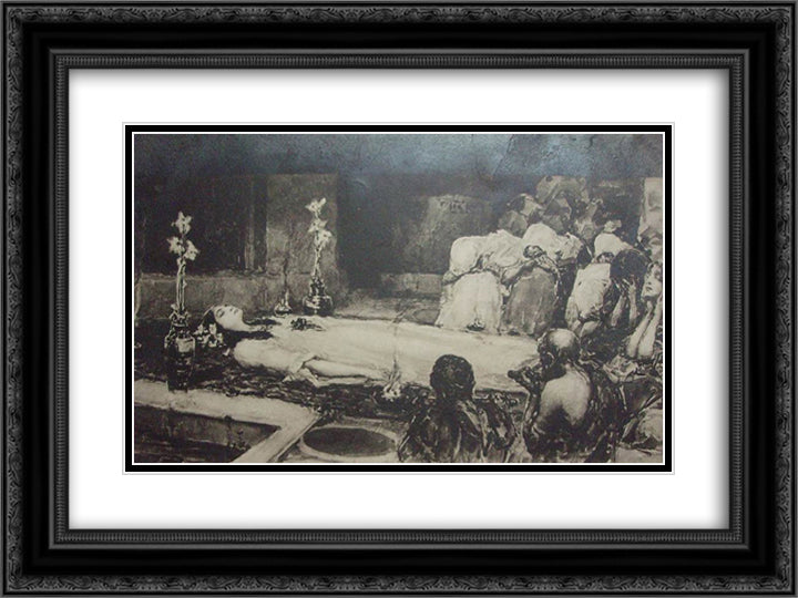 Daughter of Jairus 24x18 Black Ornate Wood Framed Art Print Poster with Double Matting by Kotarbinski, Wilhelm
