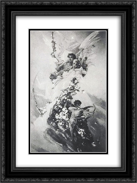 Dawn 18x24 Black Ornate Wood Framed Art Print Poster with Double Matting by Kotarbinski, Wilhelm