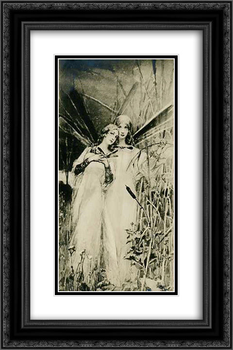 Dragonflies 16x24 Black Ornate Wood Framed Art Print Poster with Double Matting by Kotarbinski, Wilhelm