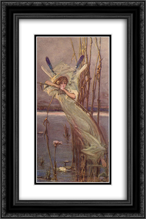 Dragonfly 16x24 Black Ornate Wood Framed Art Print Poster with Double Matting by Kotarbinski, Wilhelm