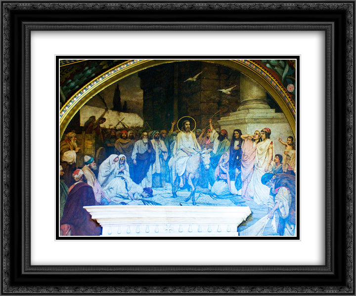 Entry into Jerusalem 24x20 Black Ornate Wood Framed Art Print Poster with Double Matting by Kotarbinski, Wilhelm