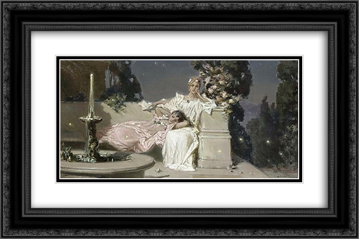 Evening 24x16 Black Ornate Wood Framed Art Print Poster with Double Matting by Kotarbinski, Wilhelm