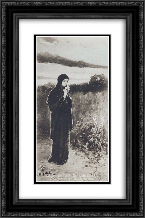 Evening Peace 16x24 Black Ornate Wood Framed Art Print Poster with Double Matting by Kotarbinski, Wilhelm