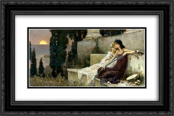 Evening Silence 24x16 Black Ornate Wood Framed Art Print Poster with Double Matting by Kotarbinski, Wilhelm