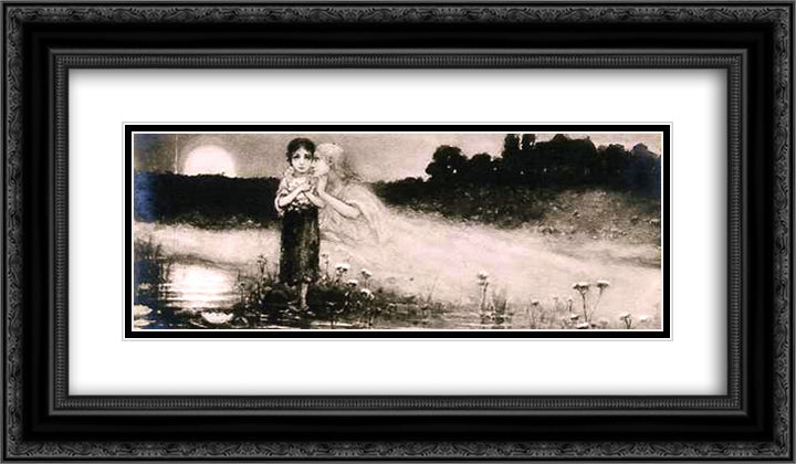 Fever 24x14 Black Ornate Wood Framed Art Print Poster with Double Matting by Kotarbinski, Wilhelm