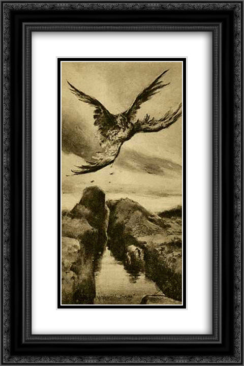 Fighting 16x24 Black Ornate Wood Framed Art Print Poster with Double Matting by Kotarbinski, Wilhelm