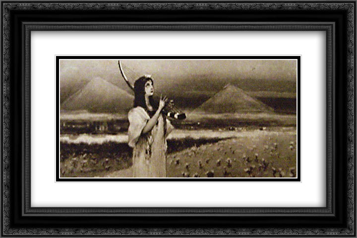 In the Land of Pyramids 24x16 Black Ornate Wood Framed Art Print Poster with Double Matting by Kotarbinski, Wilhelm
