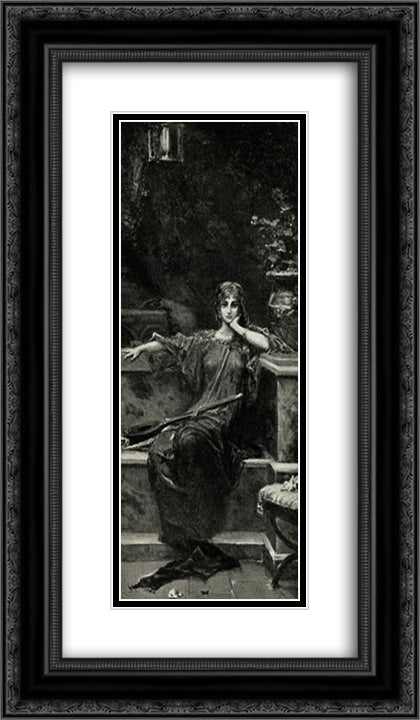 Mused 14x24 Black Ornate Wood Framed Art Print Poster with Double Matting by Kotarbinski, Wilhelm