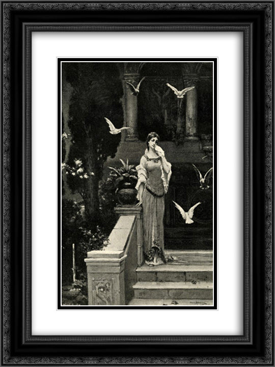 Pigeons 18x24 Black Ornate Wood Framed Art Print Poster with Double Matting by Kotarbinski, Wilhelm
