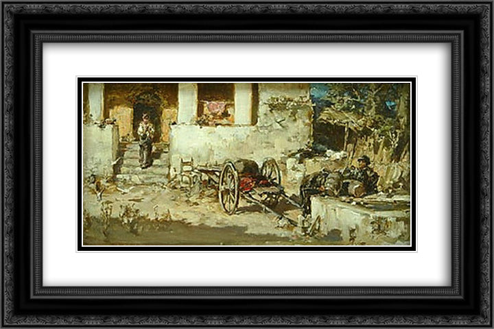 Scene from Roman Life 24x16 Black Ornate Wood Framed Art Print Poster with Double Matting by Kotarbinski, Wilhelm
