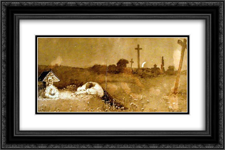 Silence 24x16 Black Ornate Wood Framed Art Print Poster with Double Matting by Kotarbinski, Wilhelm